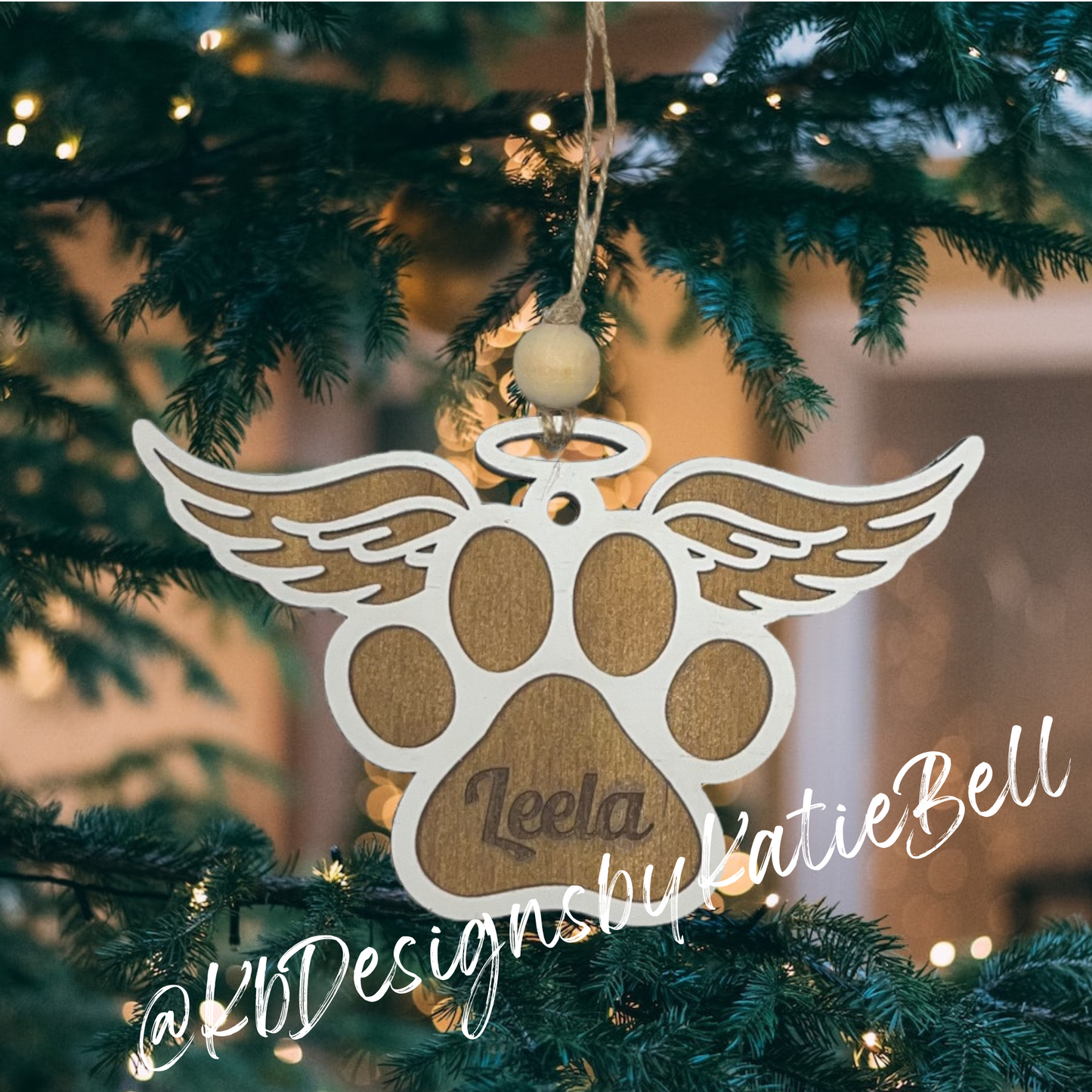 Personalized Paw Print with Wings Ornament