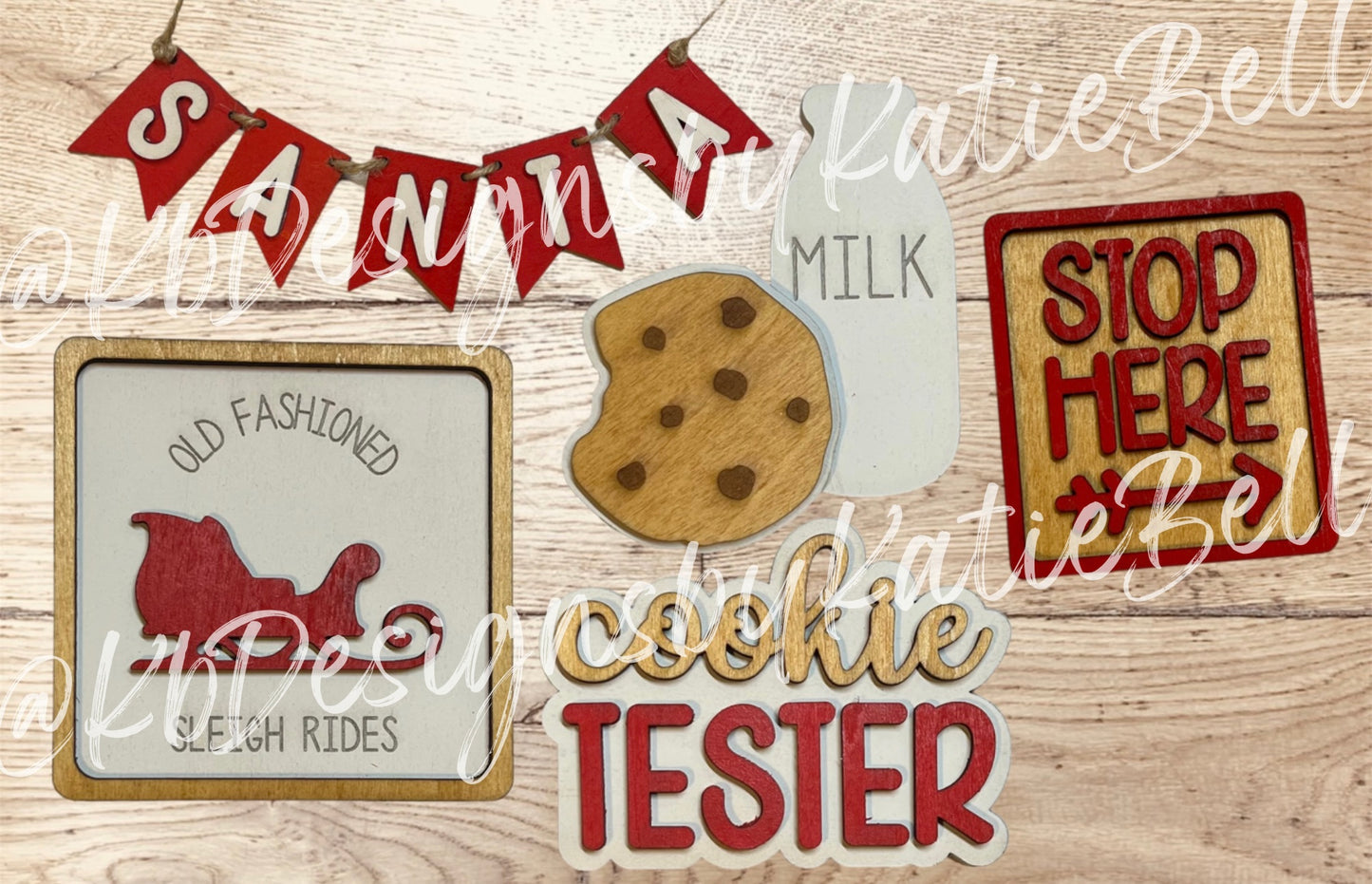 Christmas Tier Tray Decor, Santa Milk & Cookies Decor