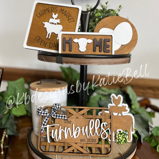 Farmhouse Wooden Tier Tray Decor