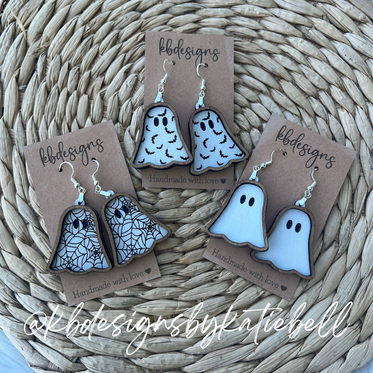 Wooden Ghost Earrings