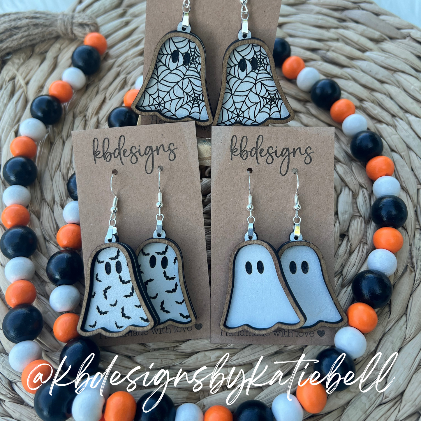 Wooden Ghost Earrings