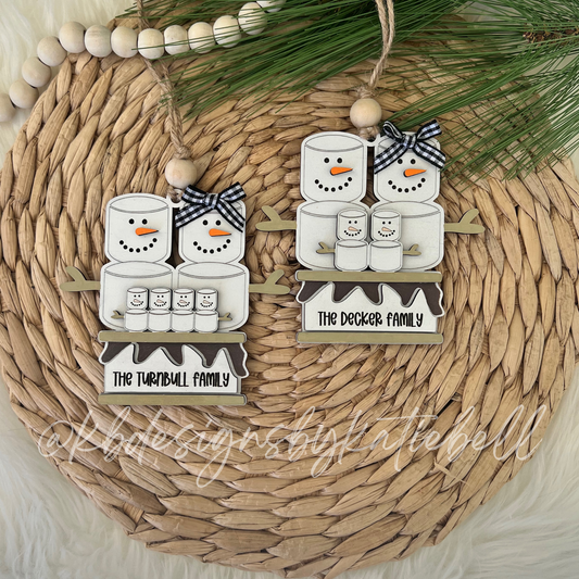 Custom Marshmallow Family Christmas Ornaments